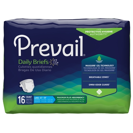 PREVAIL Incontinence Brief L Mat Body Shape, Maximum, PK 16 PV-013/1